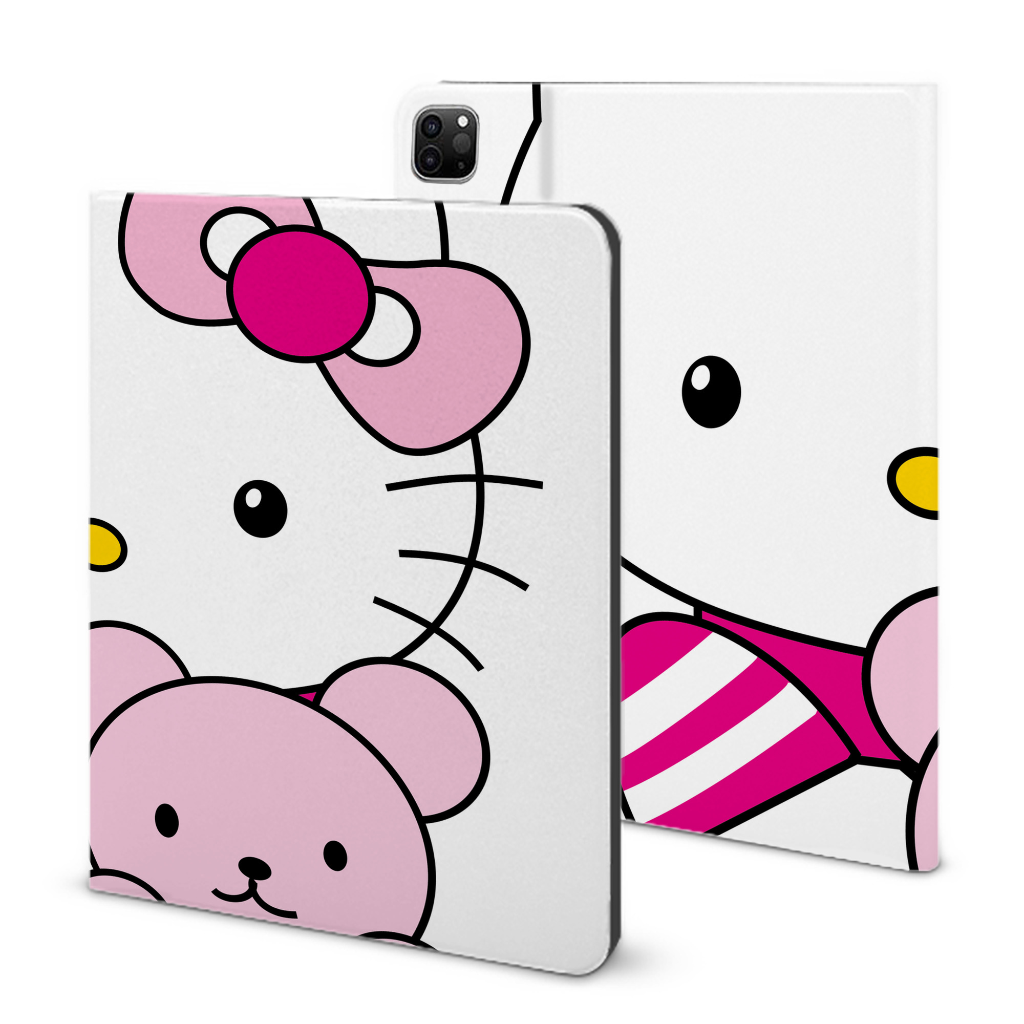 （画像用） Hello Kitty ハローキティ IPad ケース ブック型 PUレザー TPU 耐衝撃 軽量 薄型 ペン収納なし 全面保護 IPad 各モデル対応
